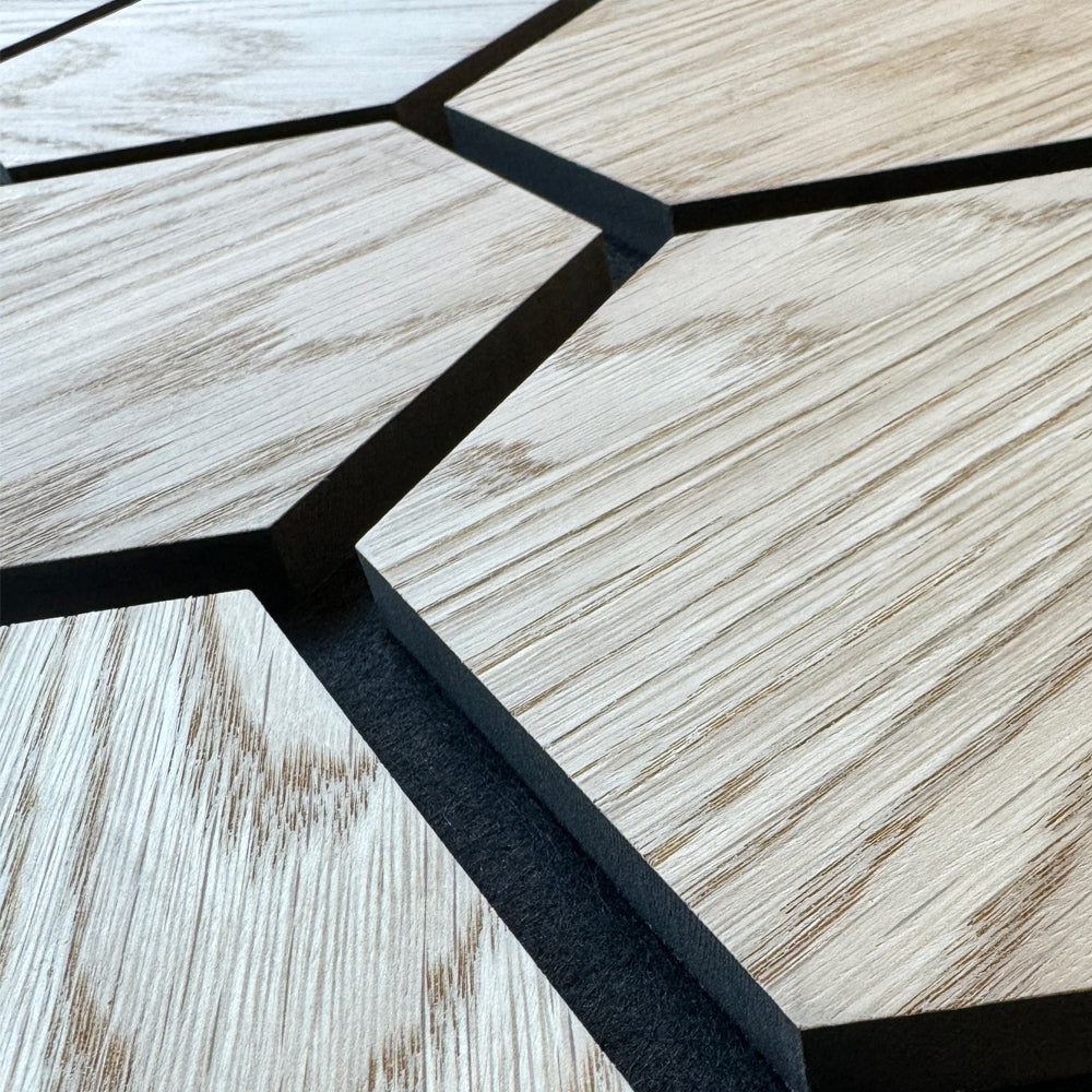 Hexagon WOODFLEX Acoustic Wood Wall Panels - Soundproofing & Decorative Wall Tiles for Home Theater, Office & Studio (Sample)