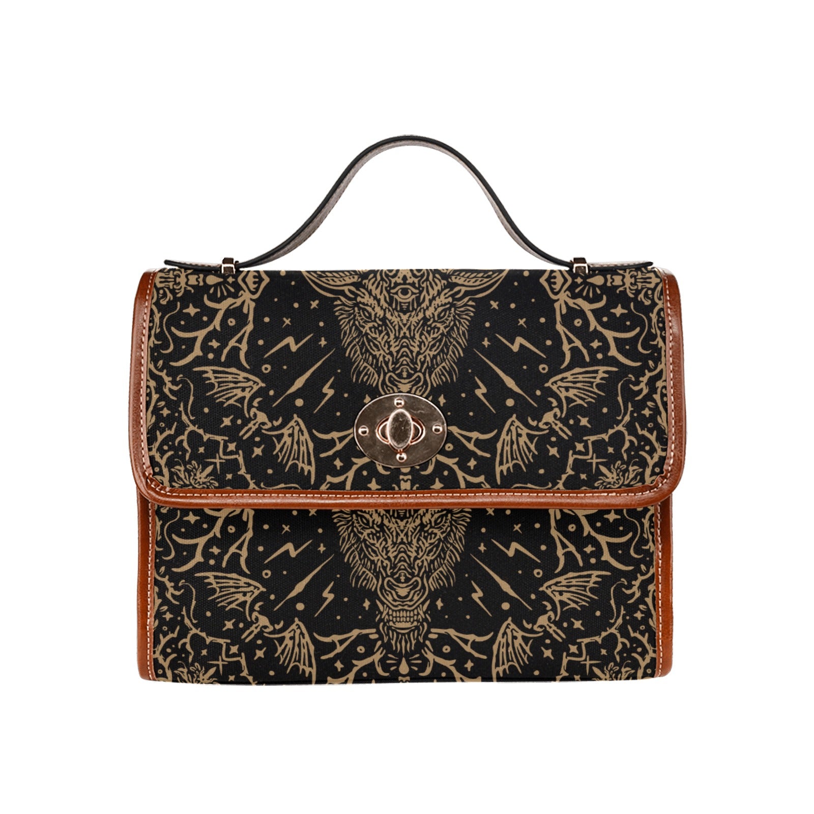 Baphomet and The All Seeing Eye Waterproof Canvas Tote Bag - Durable & Stylish for Travel, Shopping, and Occult Enthusiasts