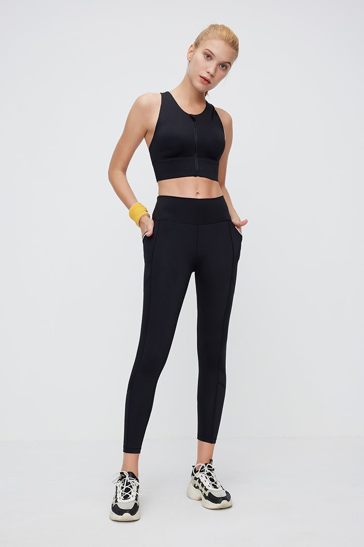 High Waist 7/8 Workout Leggings for Women with Side Pockets - Yoga, Running, Gym & Everyday Wear