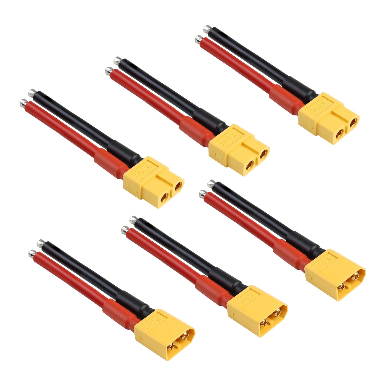 3 Pairs TMH XT60 Connectors with 50mm 14AWG Silicone Wire - Male & Female Plug for RC LiPo Battery, FPV Drones, Cars, and Boats - Perfect for DIY Electronics and Power Connections
