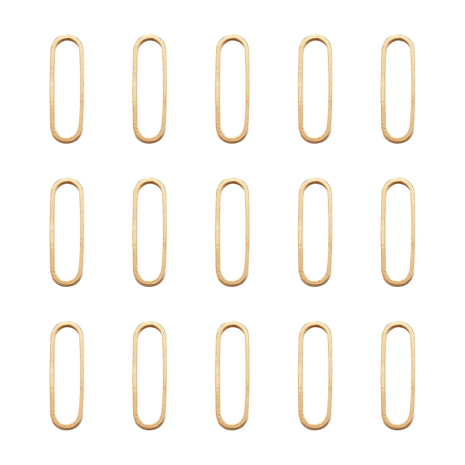 FASHEWELRY 100Pcs Brass Soldered Linking Rings - Hollow Geometric Oval Hanging Charms, 18K Gold Plated Connectors for Jewelry Making (20x6mm) - Perfect for Necklaces, Bracelets & DIY Craft Supplies