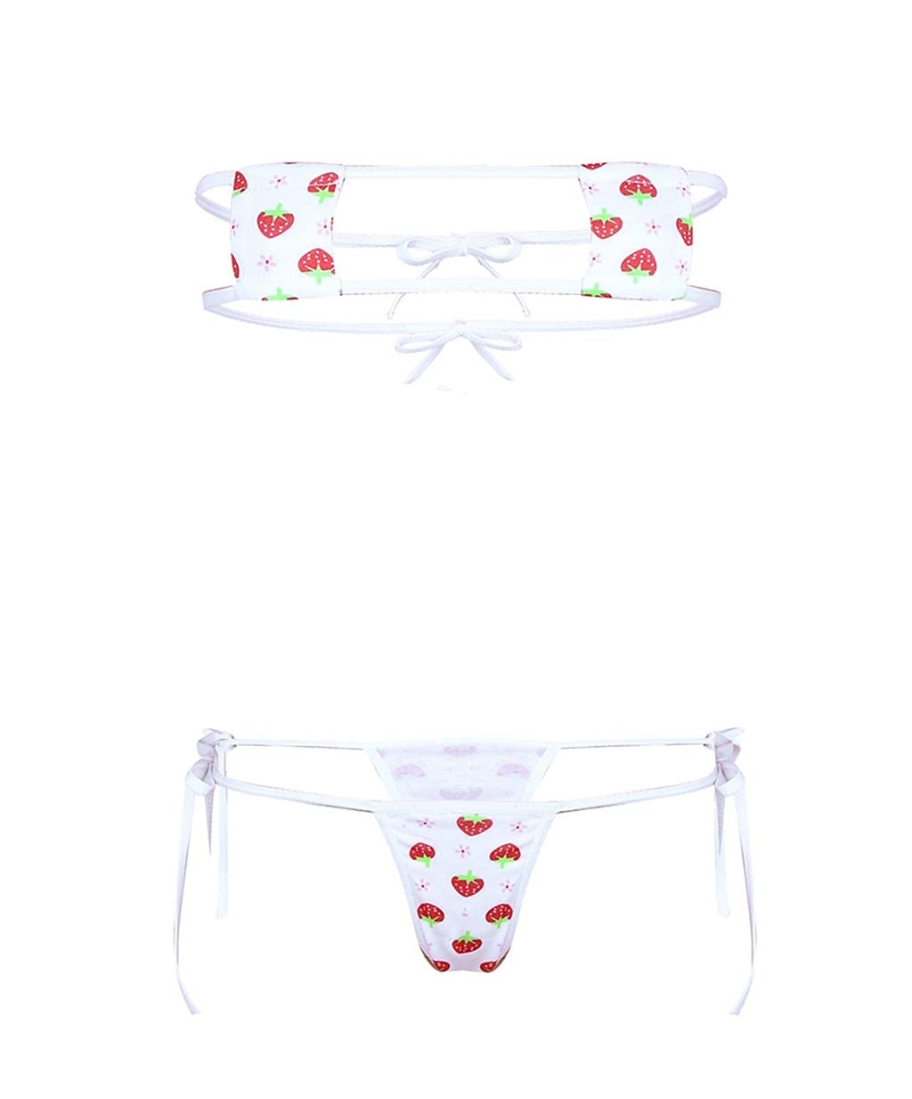 FYMNSI Women's Japanese Anime Lingerie Set - Micro Mini Bikini, Tie Side Swimwear & Striped Bra for Cosplay, Kawaii Style | Perfect for Anime Conventions, Beach Parties and Role Play