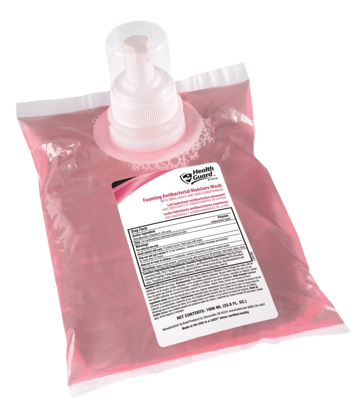 Foaming Antibacterial Moisture Wash Refill - 1000 mL (Pack of 6) | Health Guard 64041 | Gentle Hand & Body Cleanser for Daily Hygiene, Hospitals & Home Use