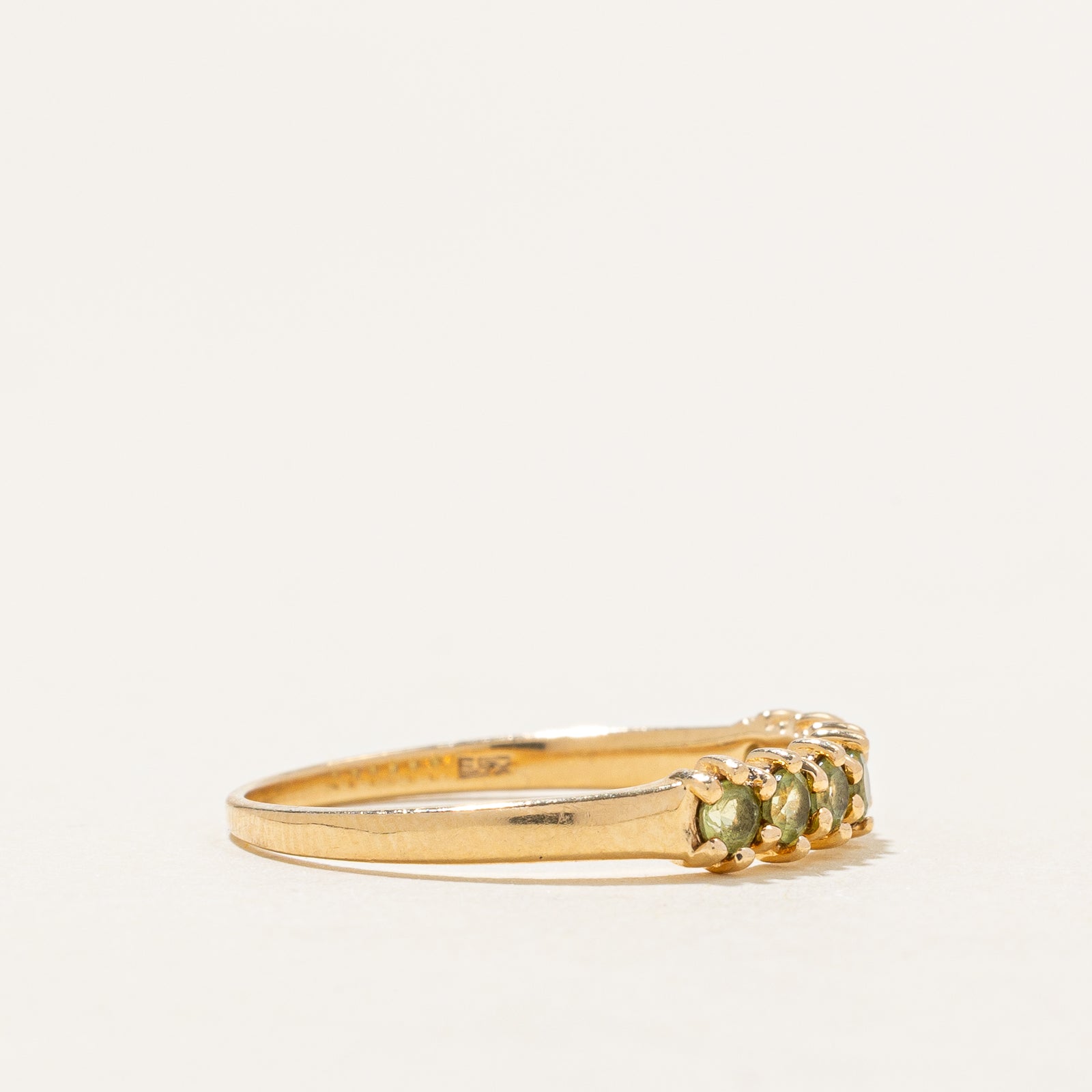 Peridot Semi Eternity Ring - 0.25 Carat Total Weight (CTW) - Size 7.25 - Dainty Green Gemstone Band for Women - Perfect for Anniversary, Birthday & Everyday Wear