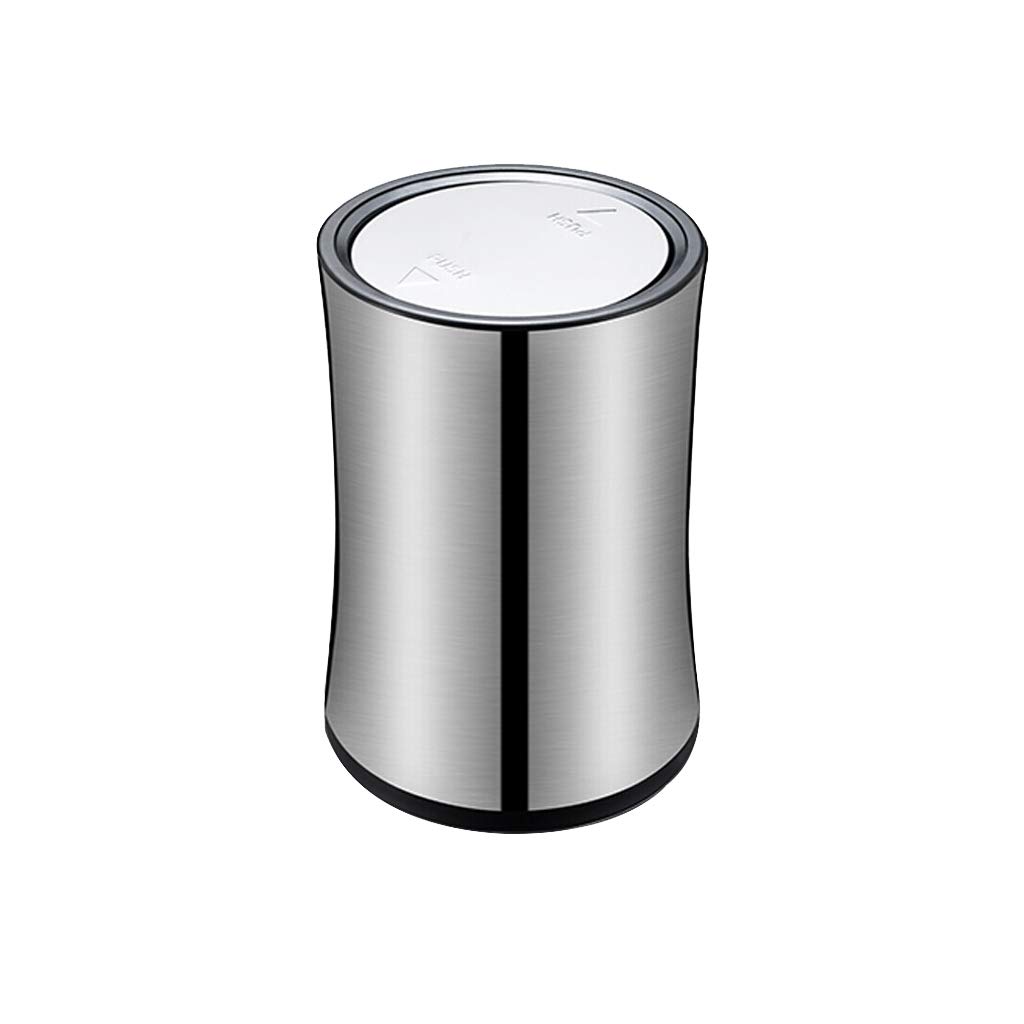 Stainless Steel Trash Can with Flip Lid for Bathroom, Living Room, Office - Silver | Durable & Odor-Resistant Waste Bin for Home & Office Use