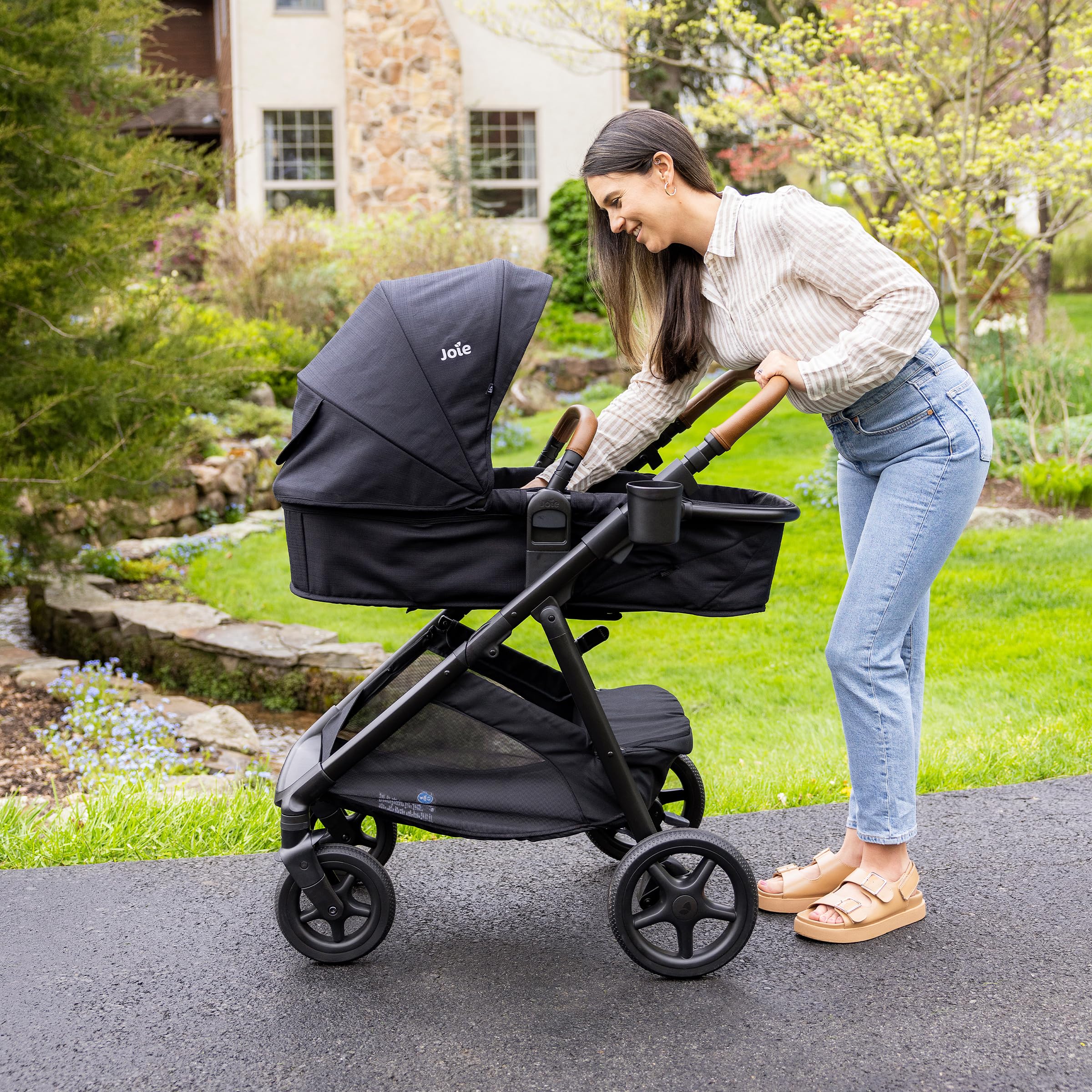 Ginger 4-in-1 Convertible Baby Stroller & Pramette with Height Adjustable Seat, All-Wheel Suspension & Extra Storage - Newborn to Toddler Travel System (Evergreen) | Perfect for City Walks, Shopping Trips & Family Outings