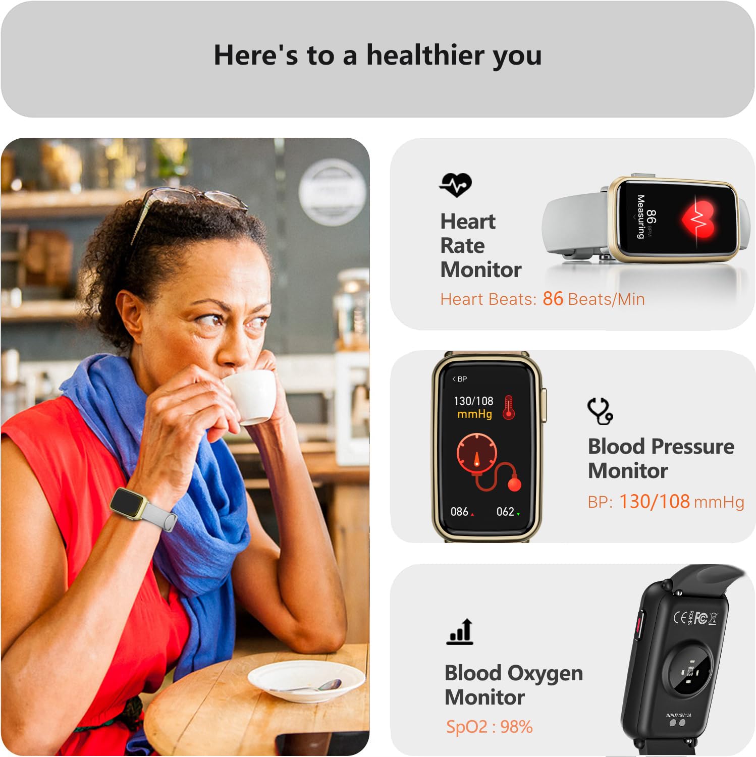 MorePro Fitness Tracker Smart Watch - 1.47