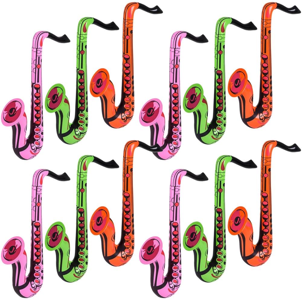 Rhode Island Novelty 24-Inch Inflatable Saxophone - Pack of 12 - Perfect for Parties, Decorations & Music-Themed Events