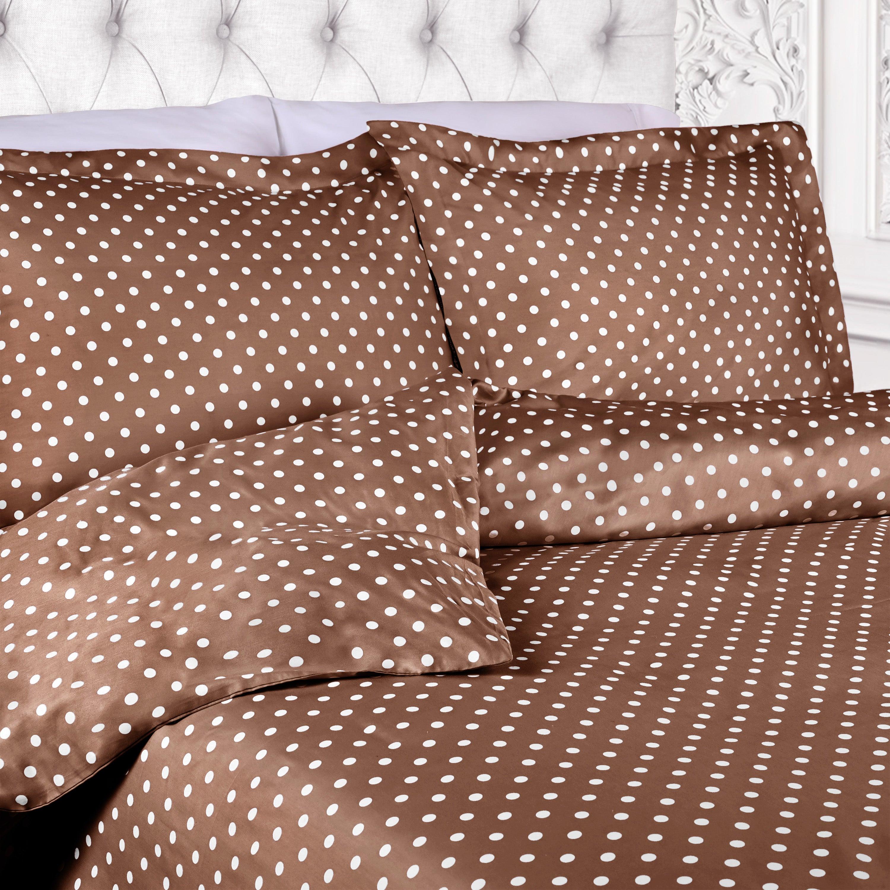 600 Thread Count Cotton Blend Polka Dot Duvet Cover Set - Soft & Breathable Bedding for Cozy Sleep - Perfect for Master Bedroom, Guest Room & Dorm Decor