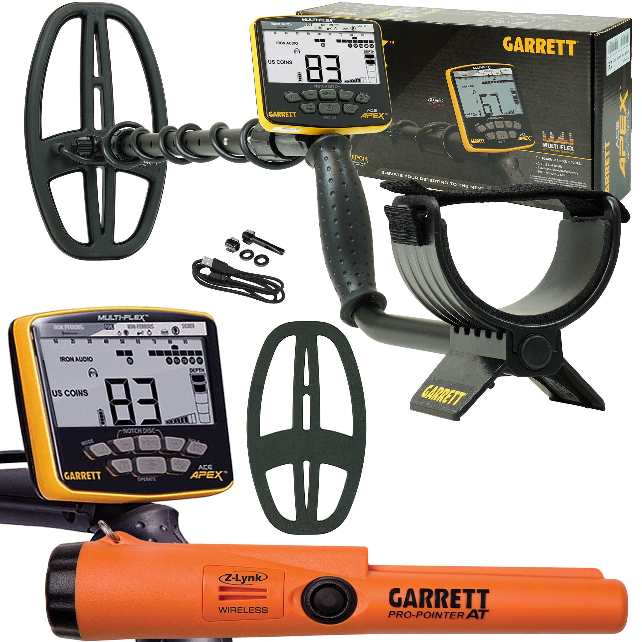 Garrett ACE APEX Metal Detector with Garrett Pro Pointer AT & Z-Lynk Wireless Technology - Professional Gold & Treasure Hunting Kit for Beach, Park & Outdoor Adventures
