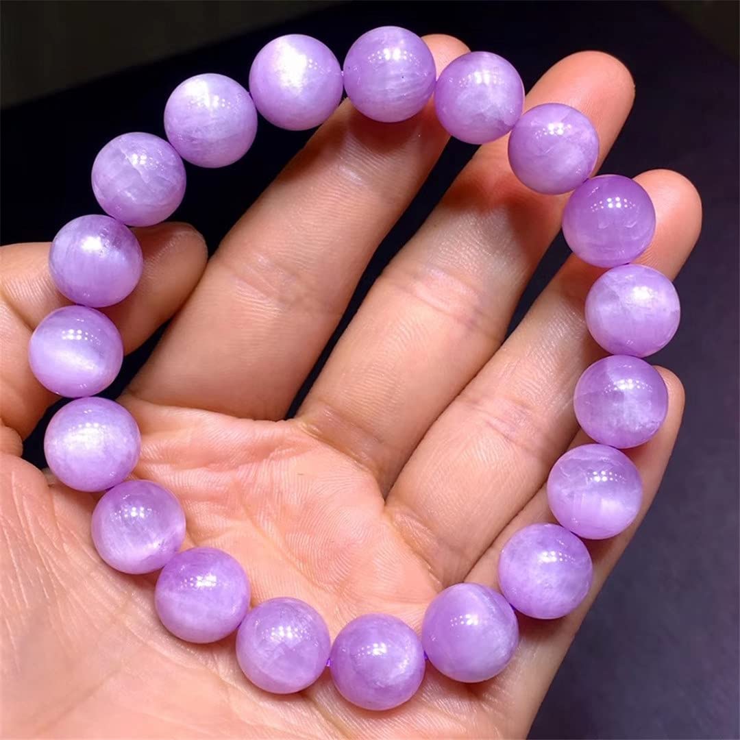 Natural Purple Kunzite Stretch Bracelet for Women & Men - Healing Crystal Cat Eye Gemstone Beads (9-12mm) | Spiritual Healing, Meditation, Yoga & Fashion Jewelry Gift