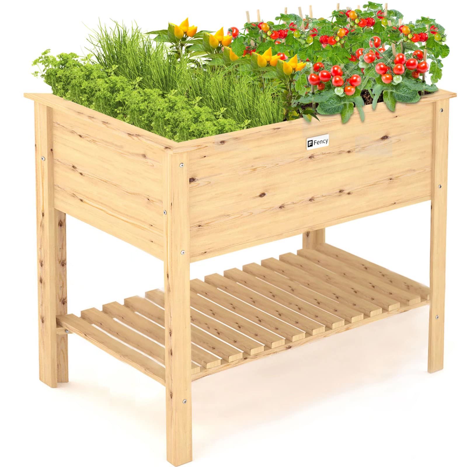 Elevated Wooden Raised Garden Bed with Storage Shelf - 36x16x32 Inch Standing Planter Box for Vegetables, Flowers & Herbs - Heavy Duty 200lb Capacity Outdoor Gardening - Perfect for Patio, Backyard & Small Space Gardening