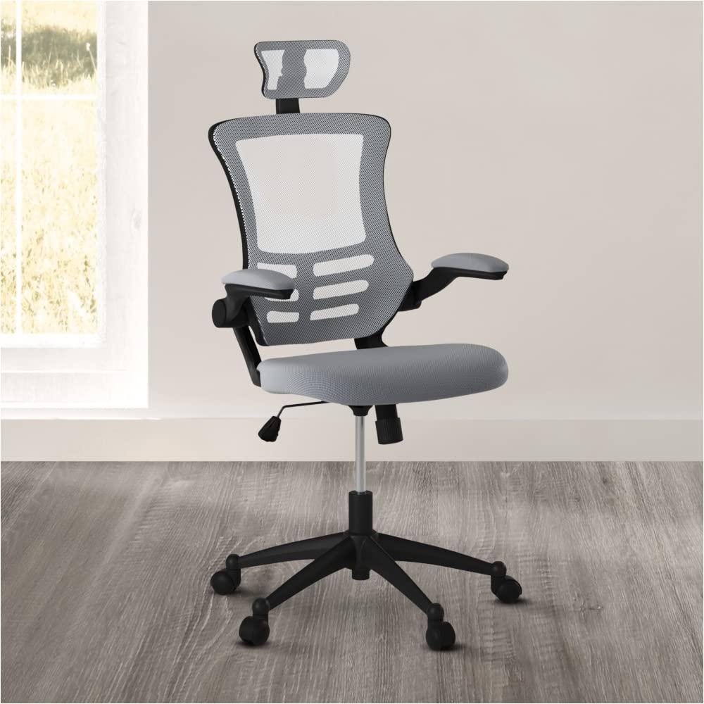 Modern High-Back Mesh Executive Office Chair with Lumbar Support - Ergonomic Home Office Desk Chair for Comfort & Productivity - Silver Polyester Design for Professional Workspaces & Gaming Setups