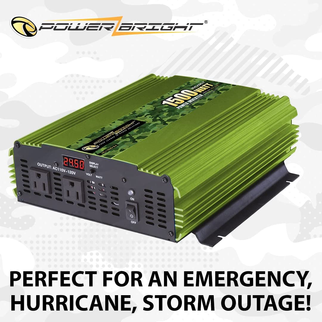 1500W 24V Power Inverter with Wireless Remote - Modified Sine Wave Backup Power Supply for Home, RV & Camping - Powers Small Appliances, Laptops & Tools (120V AC Outlets, CE Certified) - Perfect for Emergency Power, Outdoor Adventures & Mobile Workstations