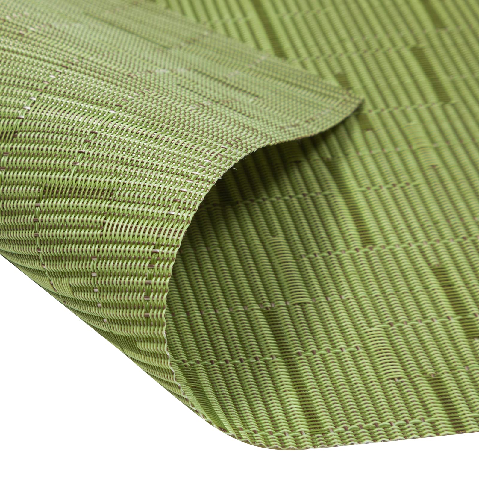 SHACOS 4-Piece Round Table Placemats Set - Heat Resistant Woven Vinyl Wedge Placemats for Dining Table - Easy to Clean & Durable - Perfect for Kitchen, Dining Room, Parties & Outdoor Use (Green)