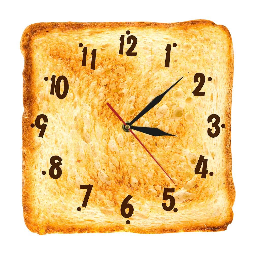 Realistic Toasted Bread Wall Clock - Silent Non-Ticking Quartz Kitchen Watch for Home & Bakery Decor | Perfect for Dining Room, Cafe, and Retro Kitchen Wall Art