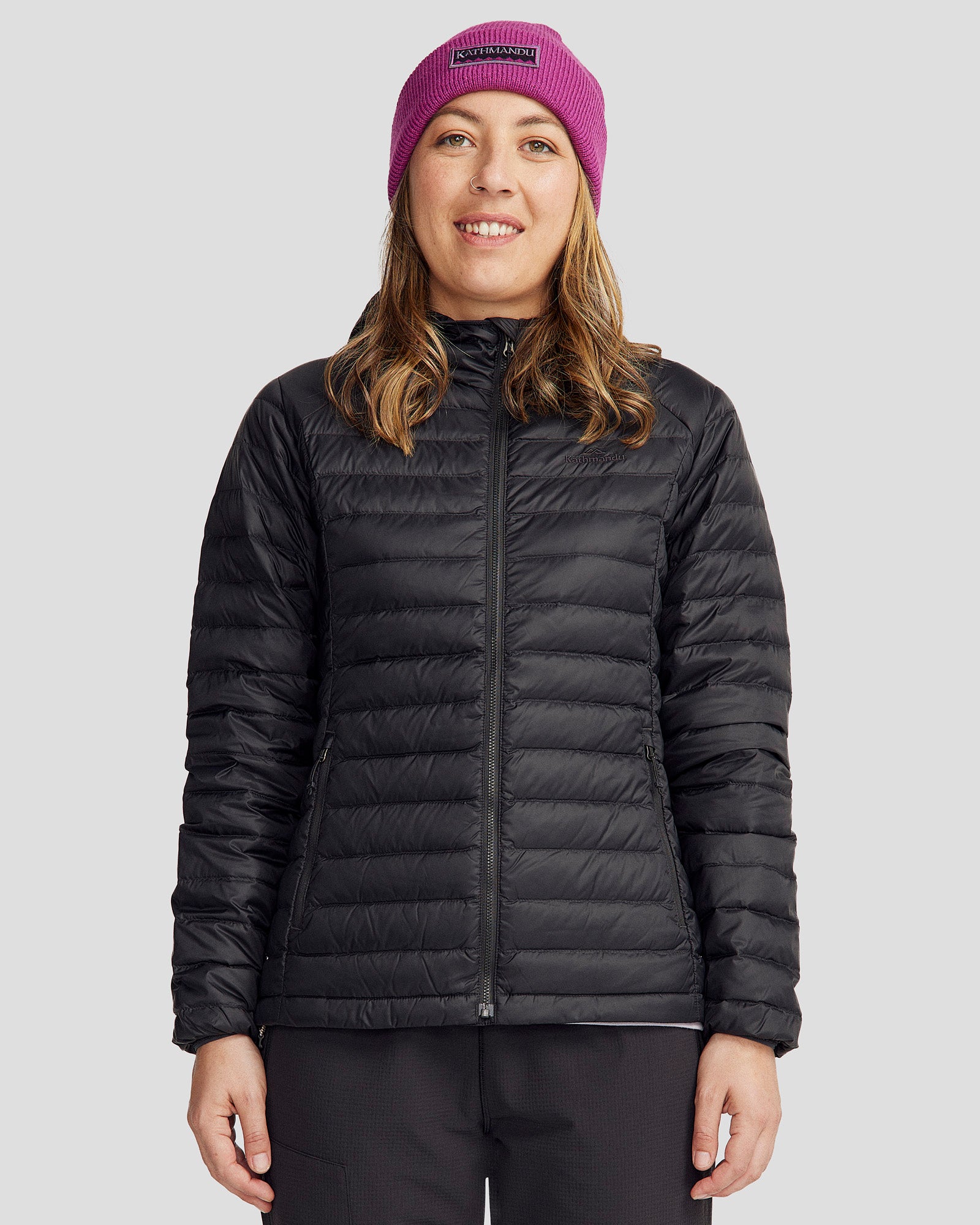 Women's Heli Down Hooded Jacket 3.0 - Lightweight Waterproof Winter Coat with Warm Down Filling, Black Stingray Color for Outdoor Activities & Daily Commute