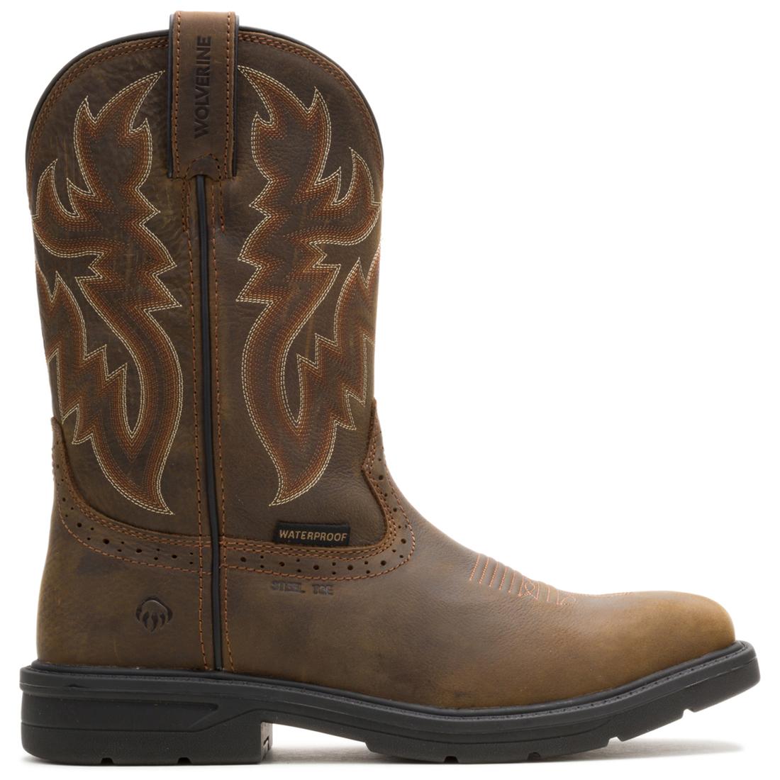 Premium Rancher Level Steel Toe Pull-On Wellington Work Boots - Dark Brown for Men | Waterproof & Slip-Resistant Safety Shoes for Construction, Farming & Outdoor Work