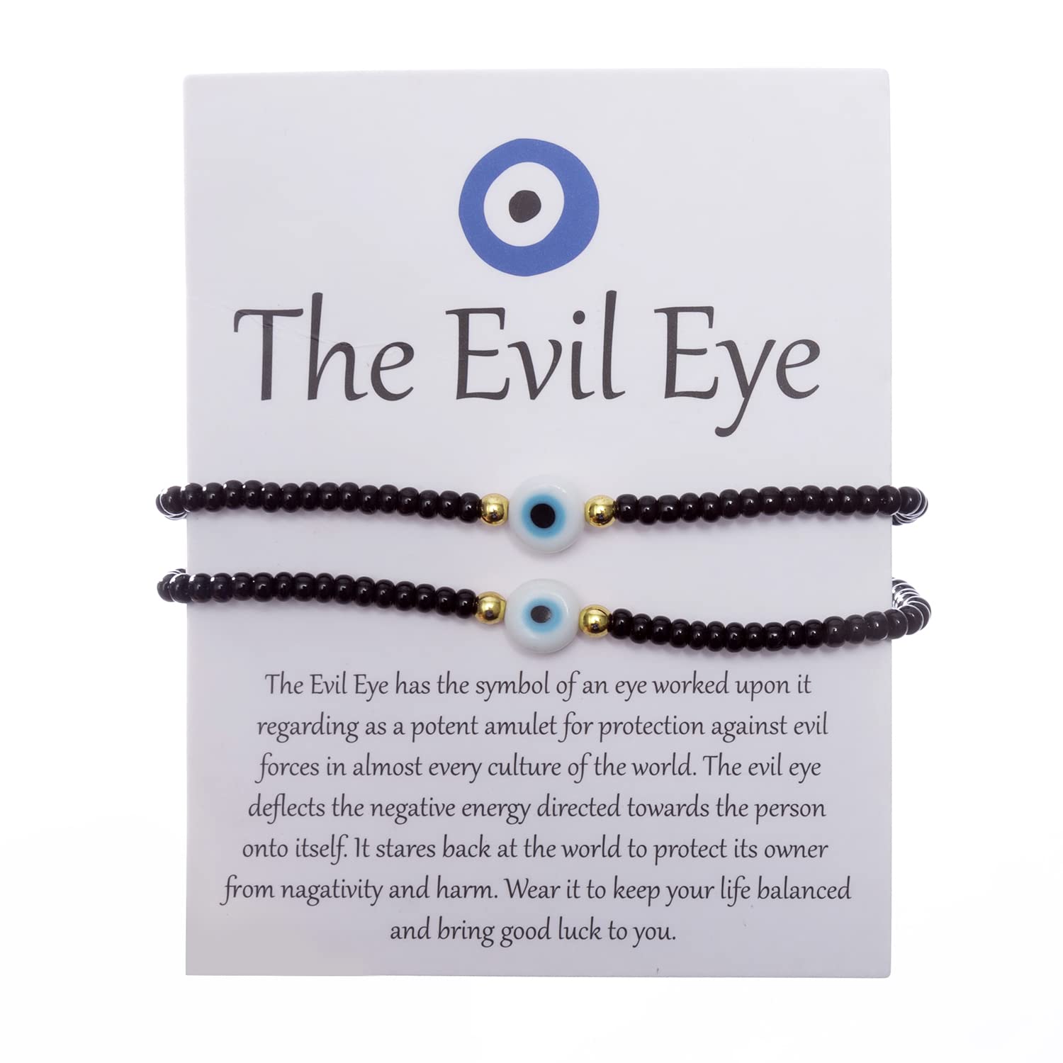 Vasperain 2-Pack Evil Eye Protection Bracelet Set for Women & Men - Adjustable Mexican Ojo Bracelet for Good Luck & Positive Energy - Perfect for Daily Wear, Gifts & Spiritual Protection