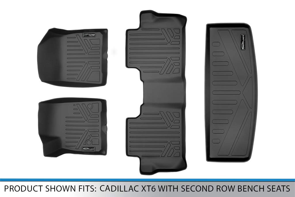 Premium SMARTLINER Custom Fit Floor Mats & Cargo Liner Set (2 Rows + Behind 3rd Row) - Black - Perfect for 2020-2023 Cadillac XT6 with 2nd Row Bench Seat - All-Weather Protection for SUVs, Road Trips & Family Adventures