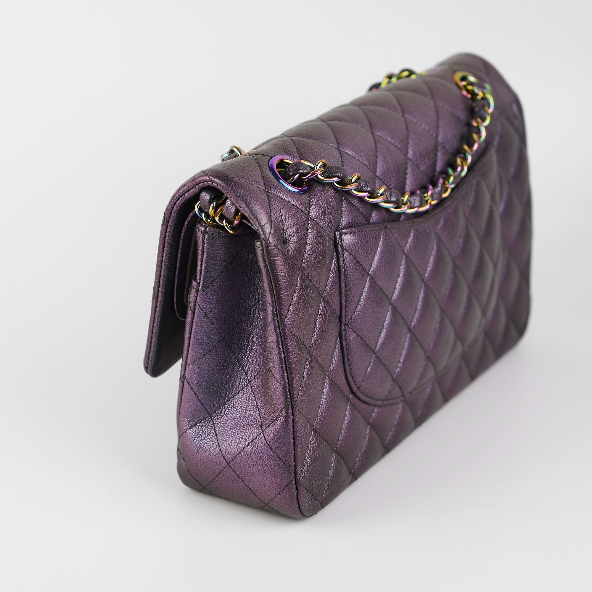 Chanel 16C Classic Flap Medium/Large Iridescent Mermaid Purple Bag - Luxury Designer Handbag for Women, Evening Parties & Special Occasions