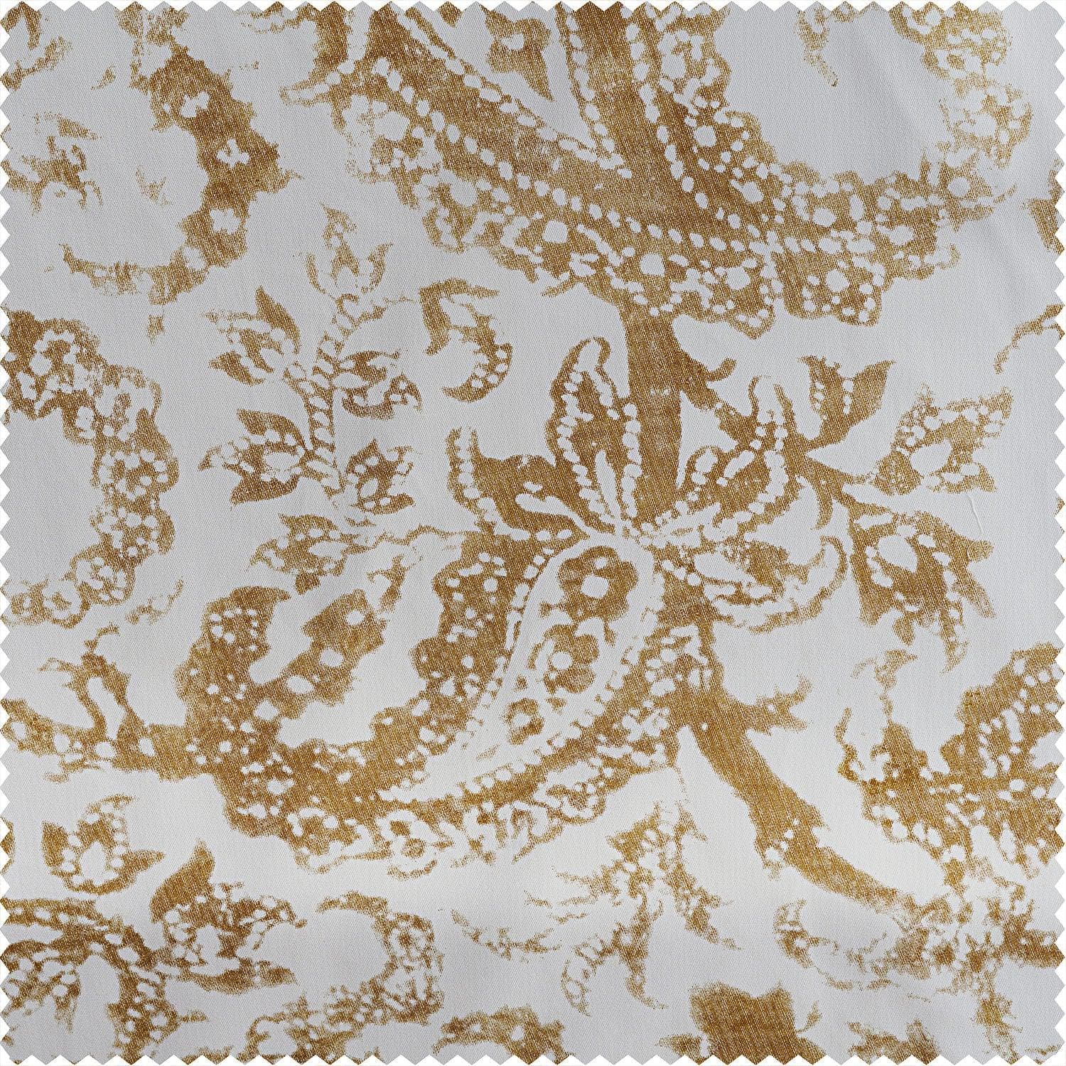 Edina Yellow Paisley Printed Cotton Blackout Curtain Panel - Light Blocking Window Treatment for Bedroom & Living Room