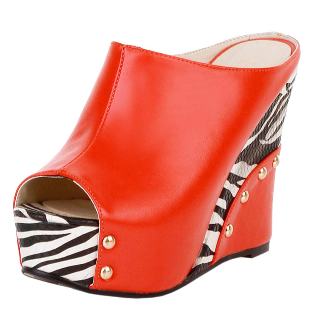 Skapee Women's Fashion Mules Sandals - Peep Toe Wedge High Heels for Summer, Casual & Office Wear | Comfortable Slip-On Shoes for Women