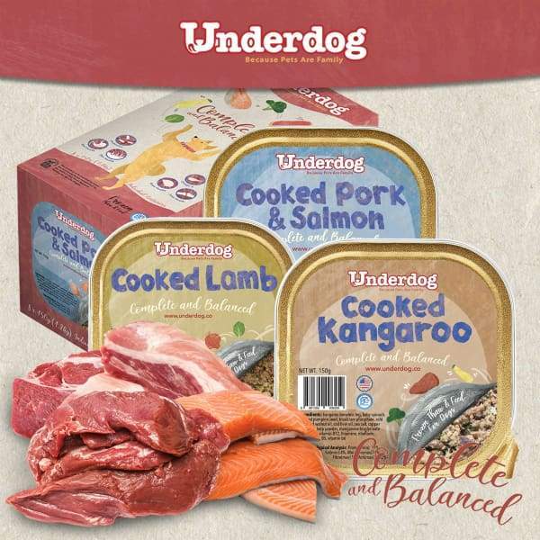 Premium Underdog Cooked Fresh Frozen Dog Food - 1.2kg (2.65lb) Grain-Free Natural Recipe for All Breeds & Ages - Perfect for Mealtime, Training Treats & Digestive Health