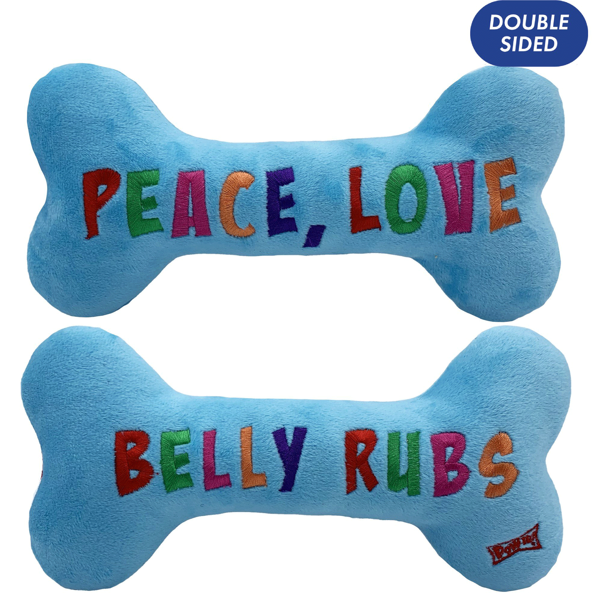 Lulubelles Holiday Power Plush Peace & Love Dog Toys - Durable Chew Toys for Small & Medium Dogs - Perfect for Christmas Gifts, Playtime & Training