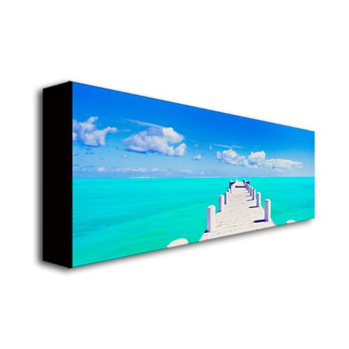 Preston Turks Pier Canvas Art - 12x32 Inch Coastal Wall Decor for Living Room, Bedroom & Office | Trademark Art Handmade Painting