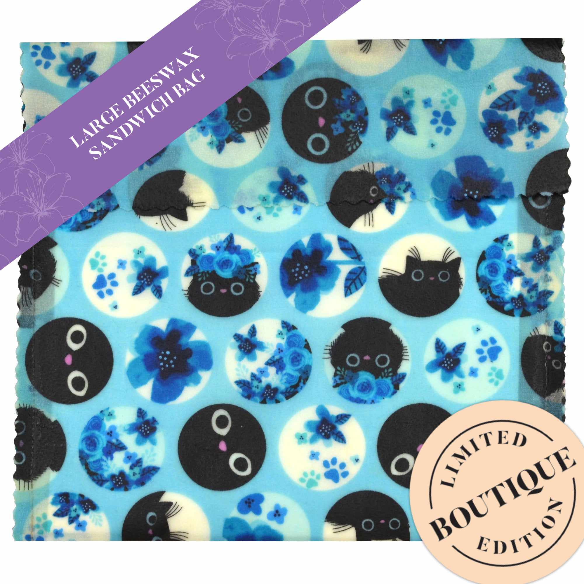 Pretty Kitty Large Sandwich Bags - Reusable Food Storage Bags for Lunches, Snacks, Meal Prep & Picnics | BPA-Free, Leak-Proof & Eco-Friendly