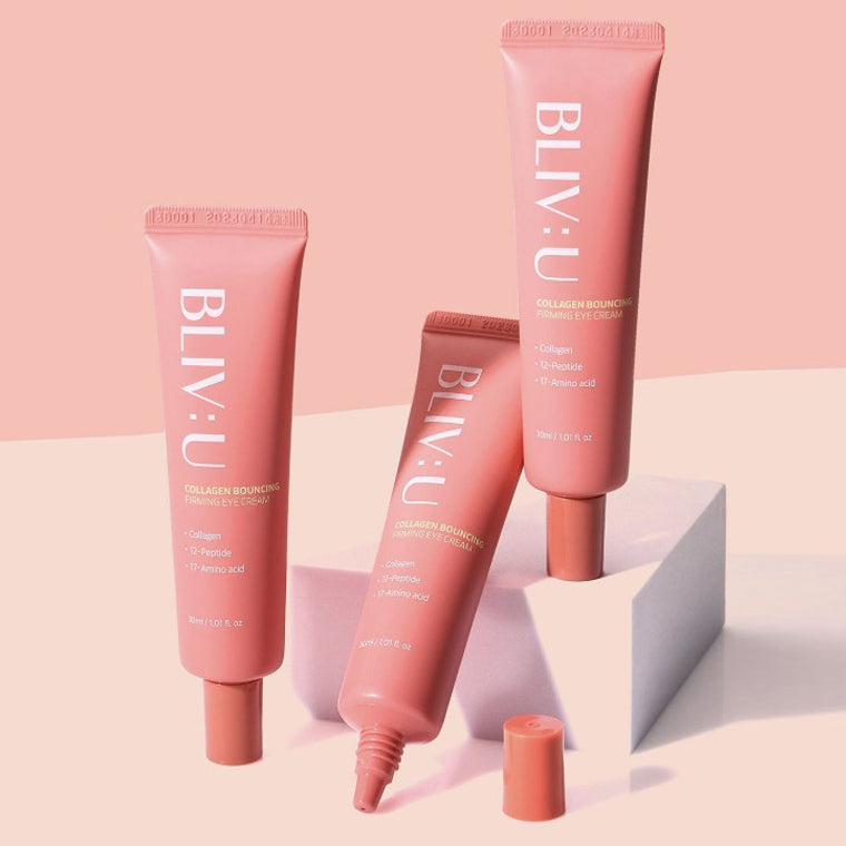 BLIV:U Collagen Bouncing Firming Eye Cream 30ml - Anti-Aging & Hydrating Eye Treatment for Dark Circles & Wrinkles - Perfect for Daily Skincare Routine & Night Care