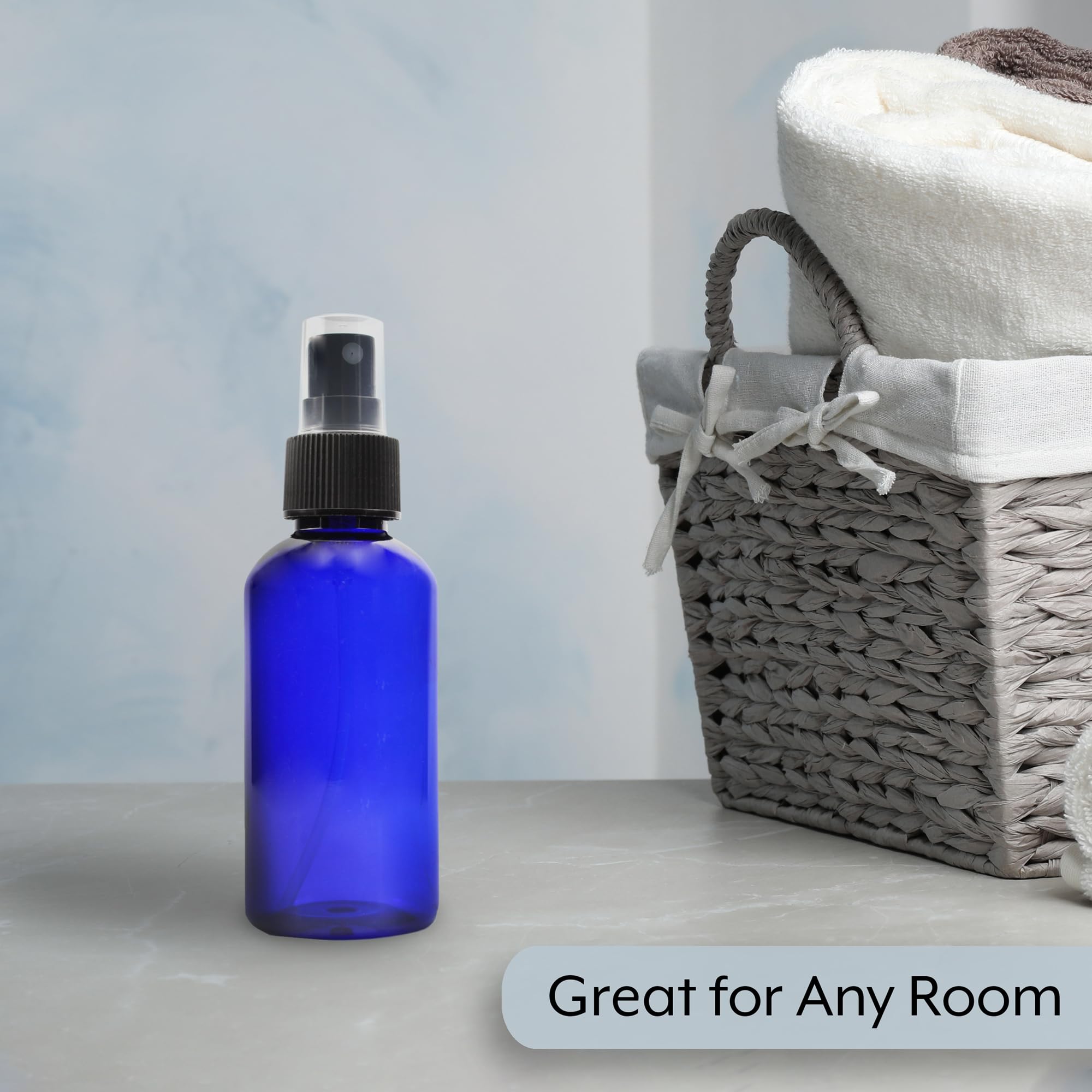 Cornucopia Brands 4oz Blue PLASTIC Fine Mist Spray Bottles (120-Pack) - BPA-Free PET #1 Plastic Spritzer Bottles with Labels - Perfect for Hair Styling, Cleaning Solutions, Gardening & DIY Projects