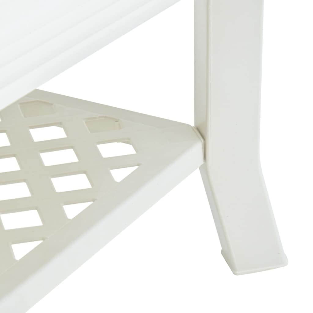 Modern White Plastic Coffee Table with Storage Shelf - 35.4