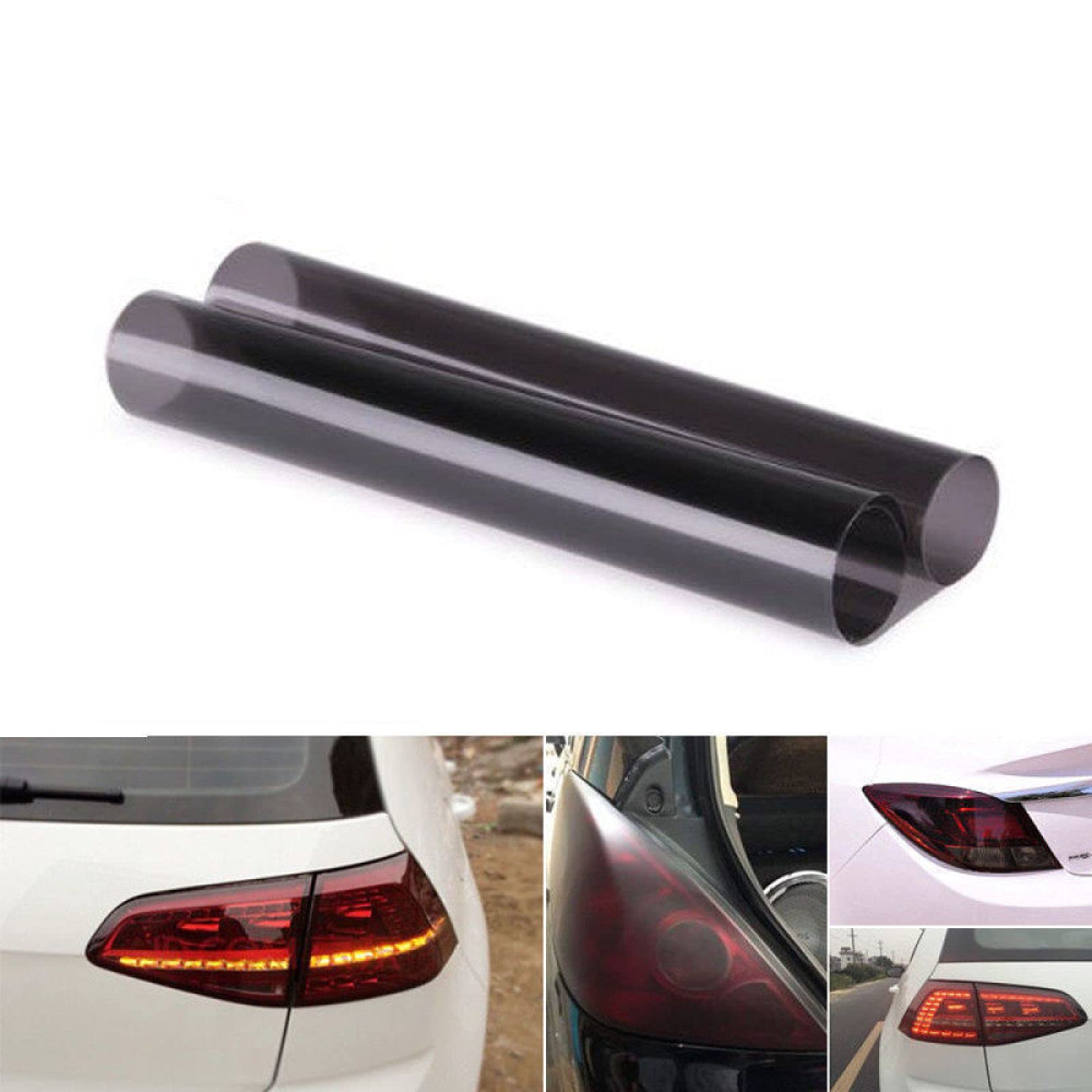 30 × 120CM Light Black Self-Adhesive Vinyl Film for Headlights, Tail Lights & Fog Lights - Car Styling, Night Driving Protection, DIY Auto Tinting
