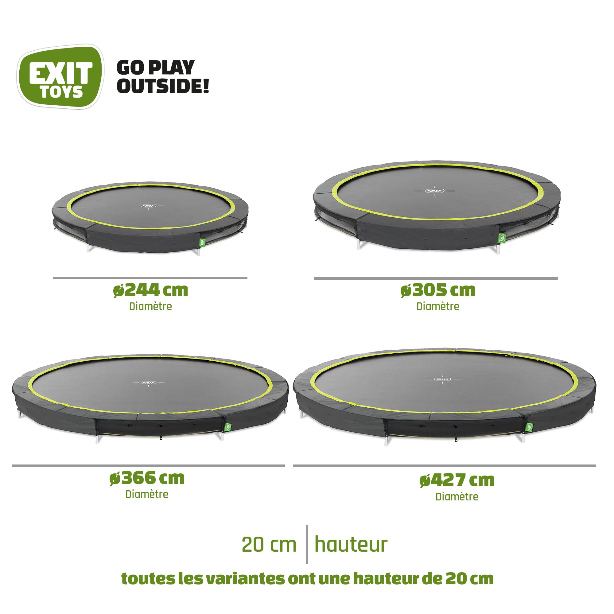 EXIT Silhouette Ground Sports Trampoline - Professional Outdoor Fitness & Training Equipment for Backyard, Gymnastics, and Park Use