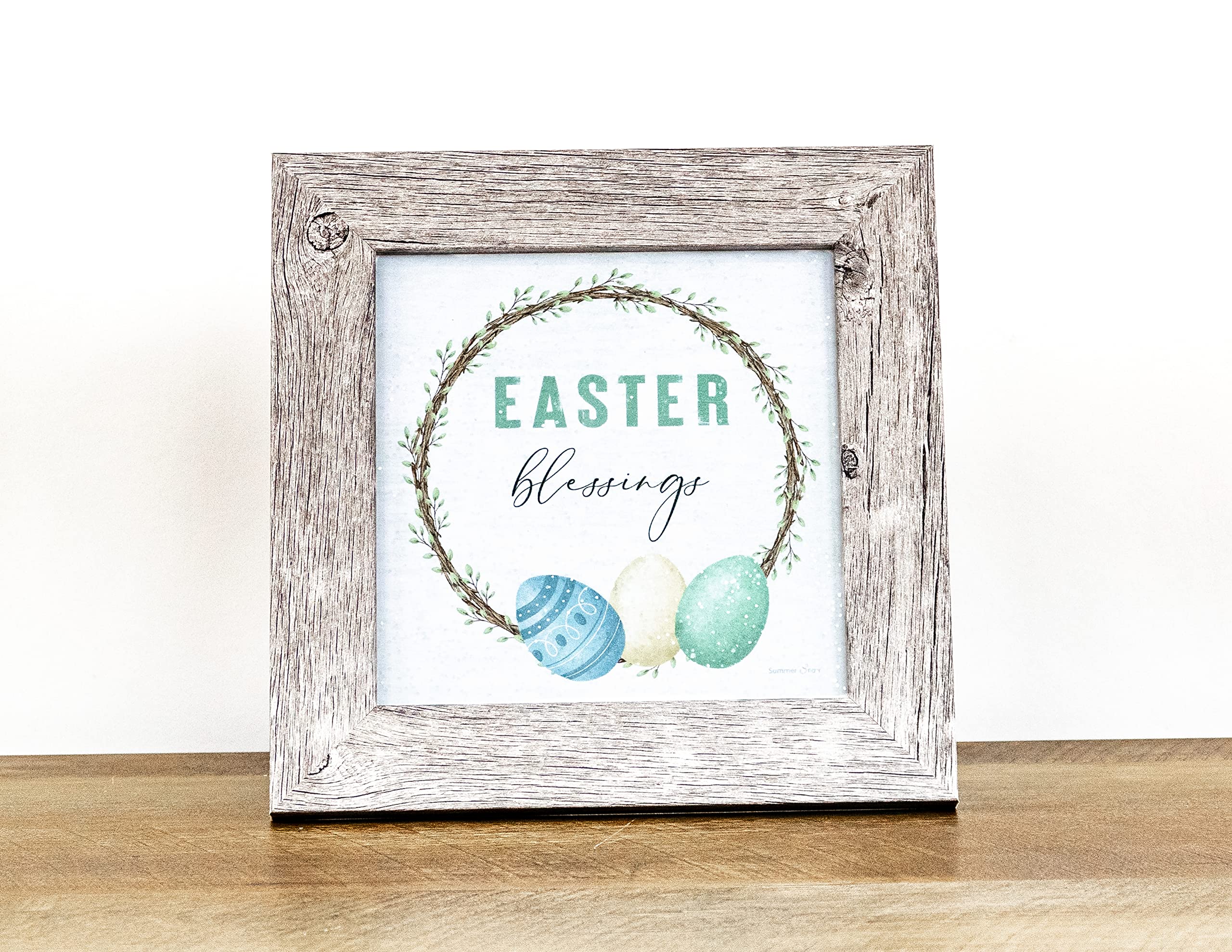 Easter Blessings Wreath with Decorated Eggs - Framed Wall Art for Spring Home Decor | Perfect for Living Room, Bedroom & Holiday Gift