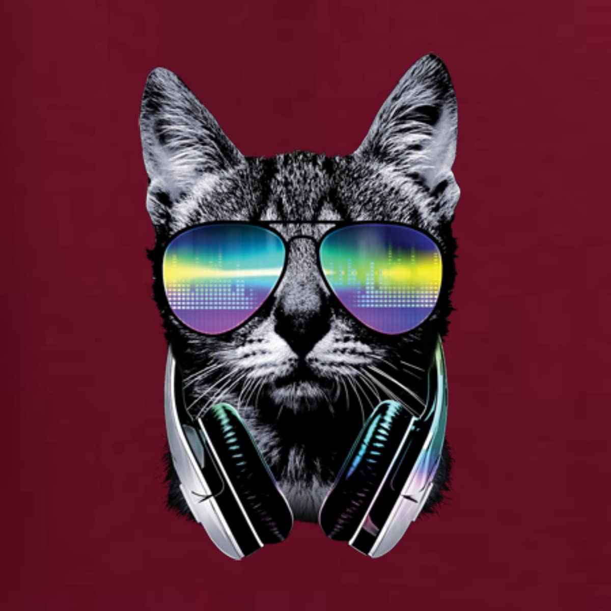 Wild Bobby DJ Kitty Cat with Headphones Graphic Sweatshirt - Unisex Crewneck Pullover for Cat Lovers | Perfect for Music Festivals, DJ Parties & Casual Wear