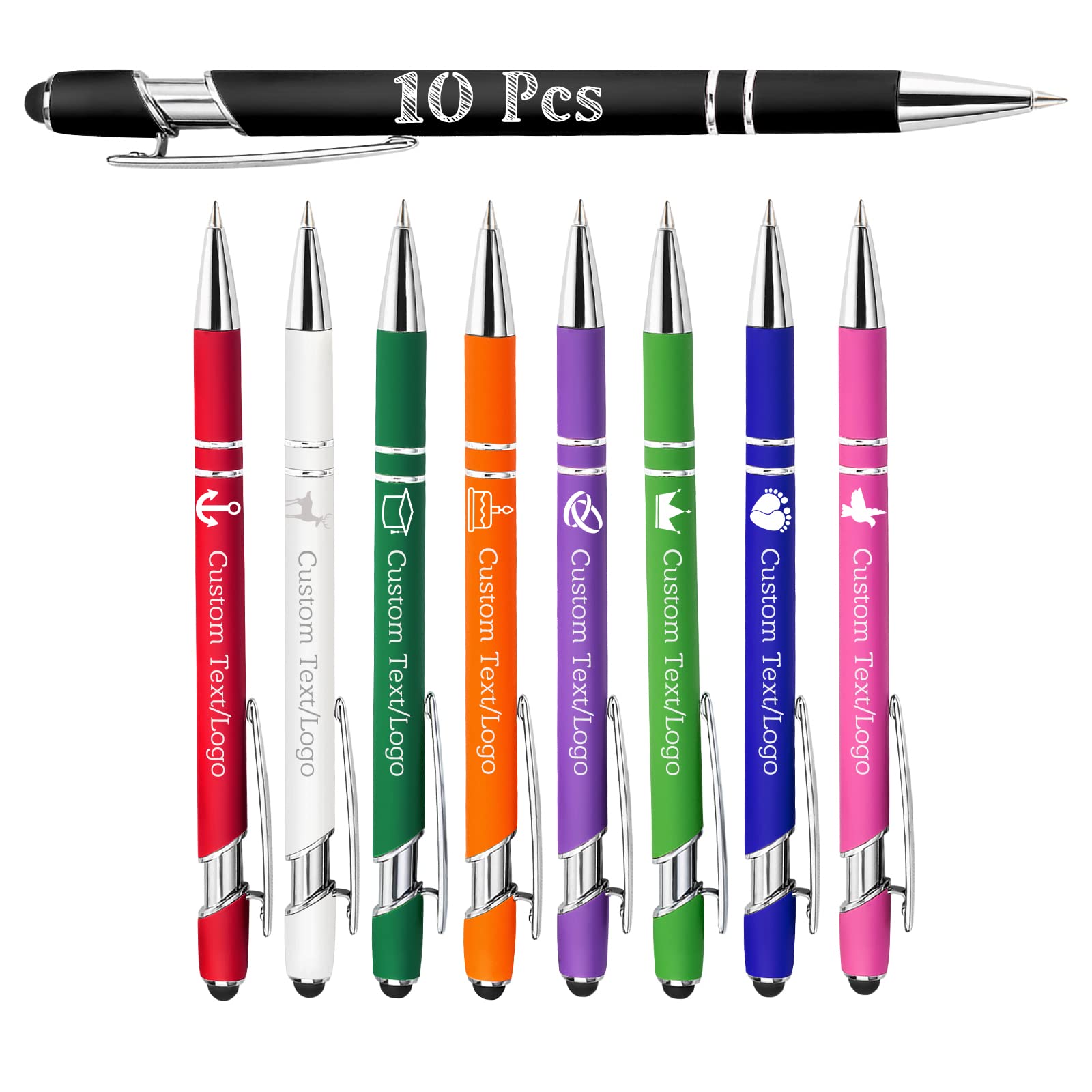 Personalized Custom Engraved Pens with Name & Logo - 10 Pack Premium Ballpoint Pens for Office, Business, Gifts - Ideal for Weddings, Birthdays, Graduations (Men & Women) - Perfect for Corporate Events, Promotions & Everyday Use