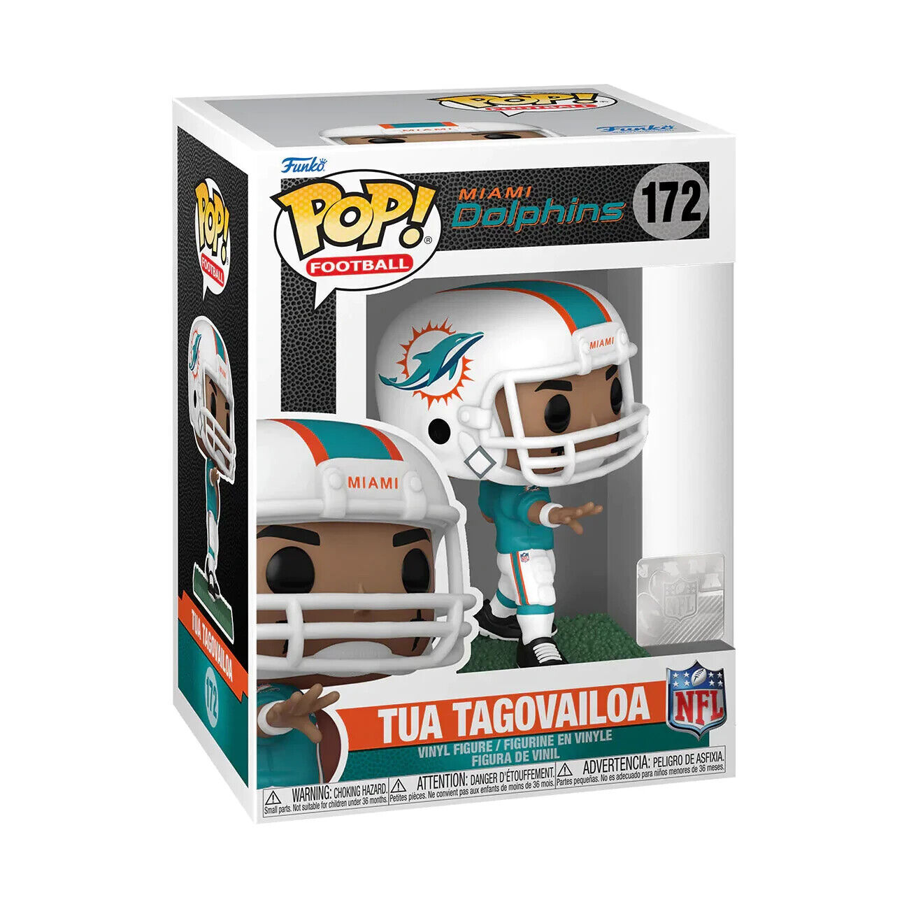 Tua Tagovailoa NFL Funko Pop Vinyl Figure #158 with Protector Case - Perfect for Miami Dolphins Fans, Collectors, and Sports Memorabilia Displays