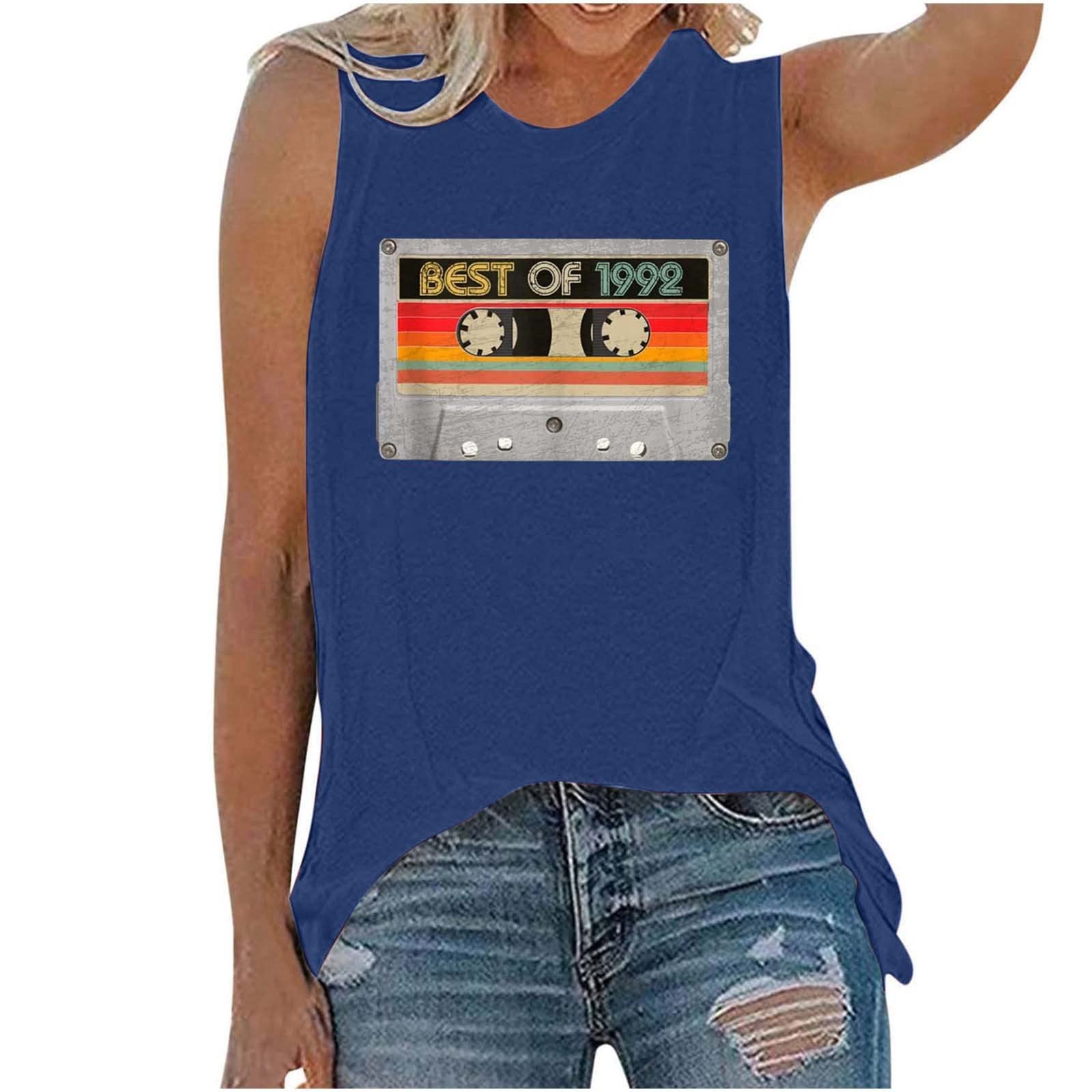 Trendy Women's Sleeveless Graphic Crewneck Tank Top - Casual Summer & Fall Vest Shirt for Women | Perfect for Beach Outings, Music Festivals & Everyday Wear (Style A7)