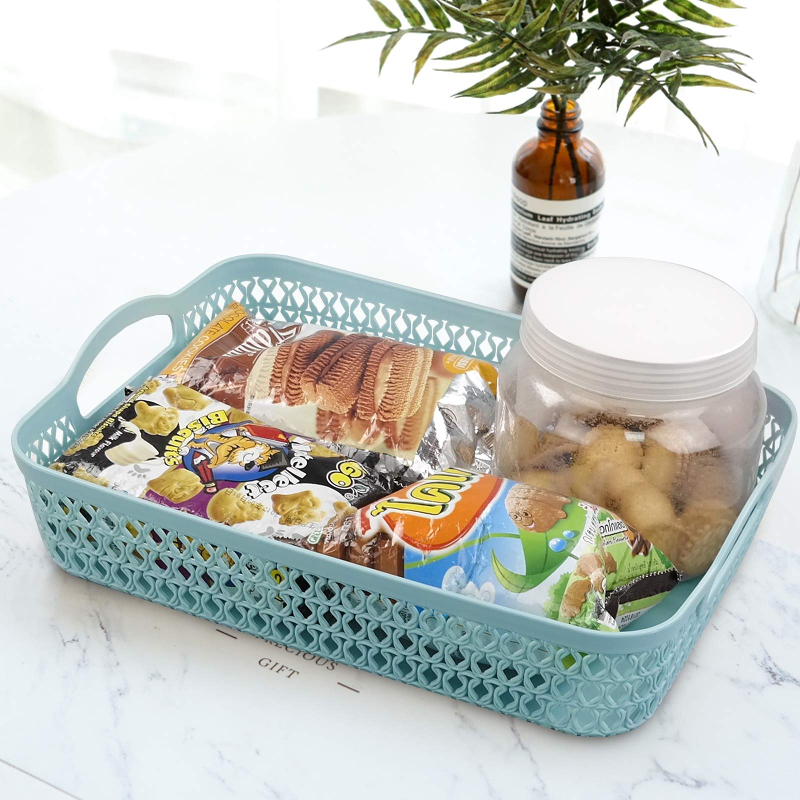 Plastic Weave Baskets - 6-Pack A4 Paper Organizer for Office & Home Storage