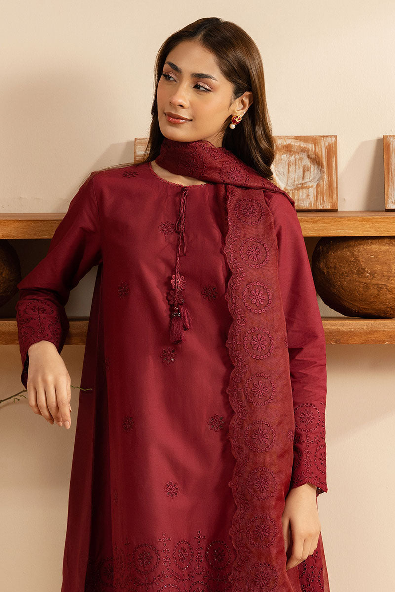 Carmine Glow 2-Piece Set (Shirt & Dupatta) - Elegant Indian Ethnic Wear for Women, Perfect for Weddings, Festivals & Special Occasions