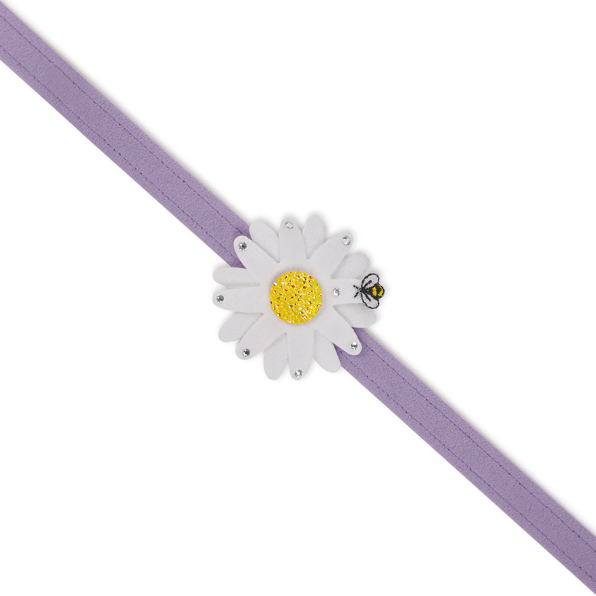Sparkling Large Daisy Dog Leash with AB Crystal Stellar Center - Fashionable Pet Accessory for Small & Medium Dogs, Perfect for Walks, Training & Outdoor Adventures