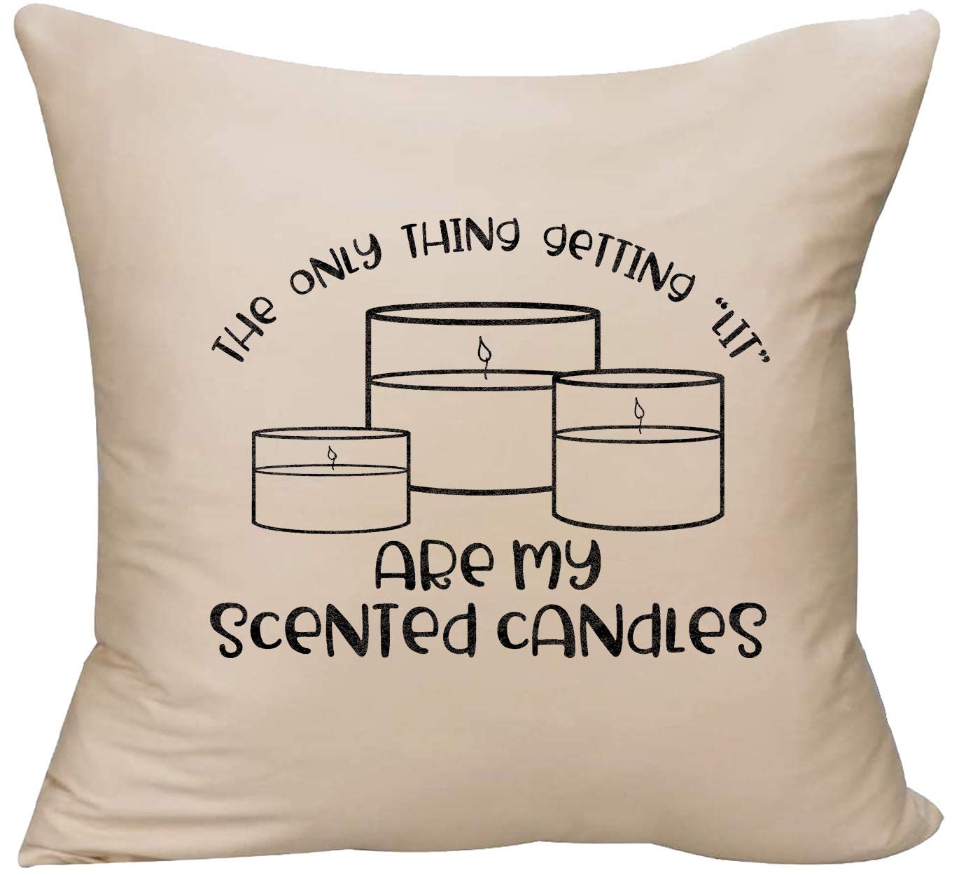 EVH Funny Aroma Scented Candles Decorative Throw Pillow Cover 18x18 Inches - Beige Humor Gift for Home Decor, Living Room, Bedroom & Office