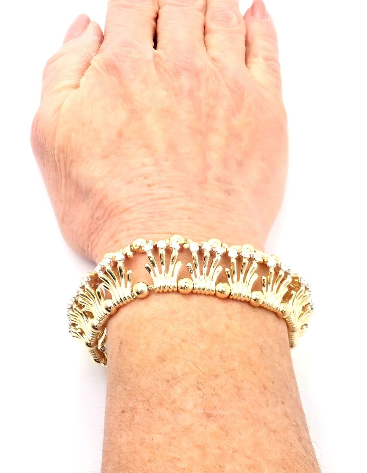 Tiffany & Co Jean Schlumberger 18k Yellow Gold Platinum Diamond Bracelet for Women - Luxury Diamond Tennis Bracelet for Gifts, Anniversaries & Special Occasions