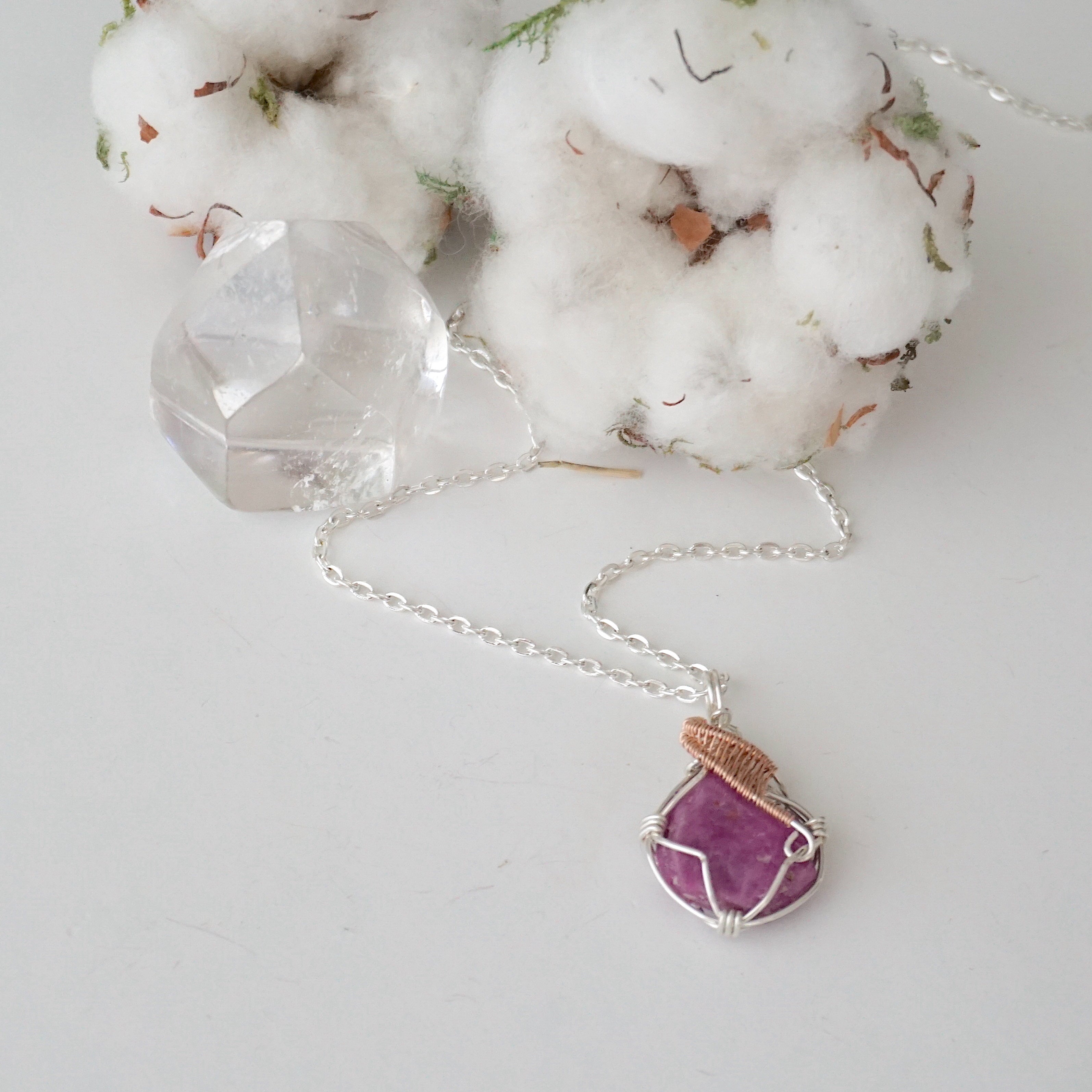 Natural Raw Ruby Crystal Necklace - Sterling Silver & 14K Gold Pendant Jewelry for Women | Elegant Gift for Birthday, Anniversary & Special Occasions