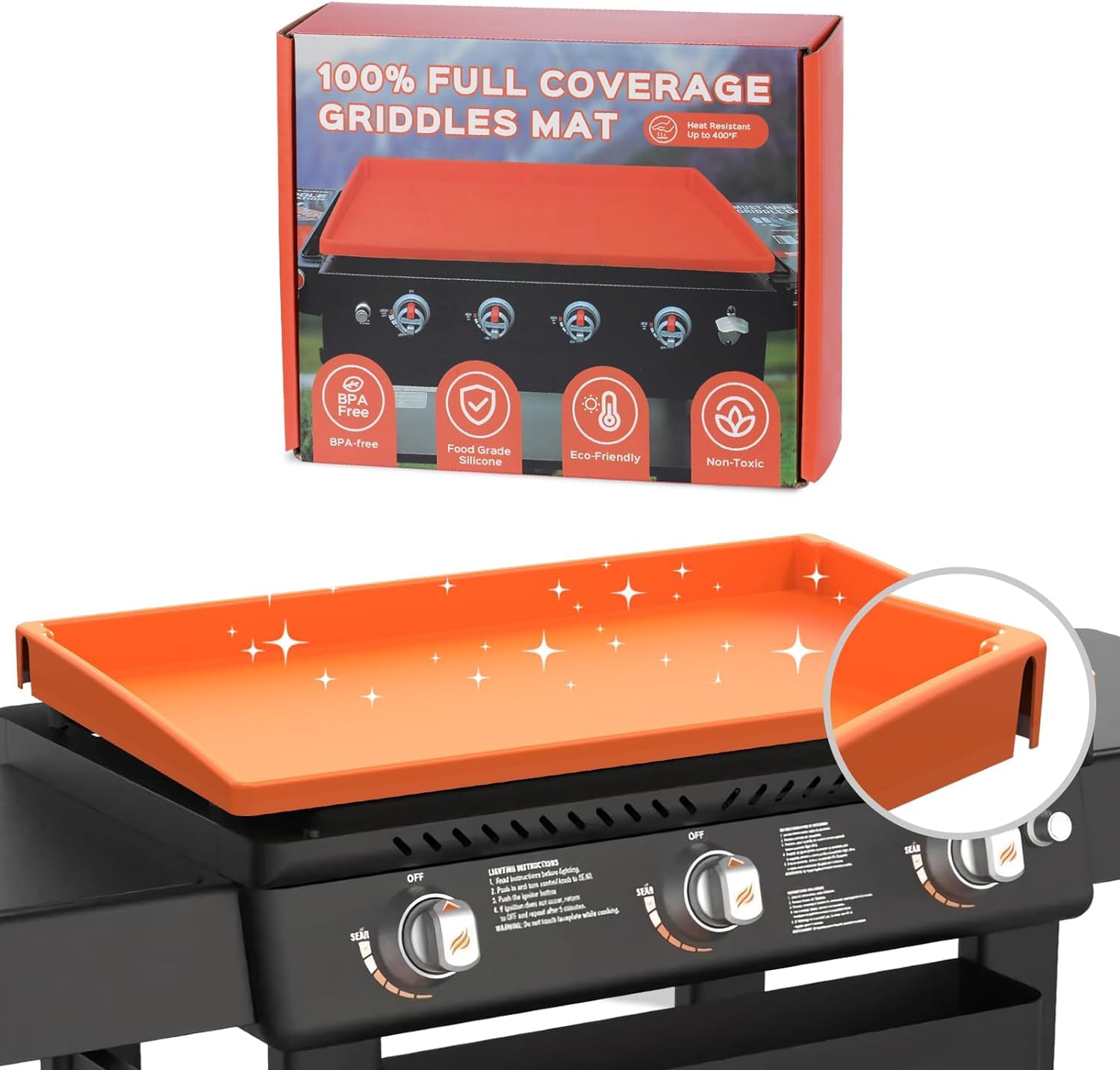 Heavy Duty Food Grade Silicone Griddle Cover - Upgraded Full Edge Grill Protector for Blackstone, Non-Slip BBQ Grill Mats & Floor Pads - Perfect for Outdoor Cooking, Camping, and Backyard Barbecues