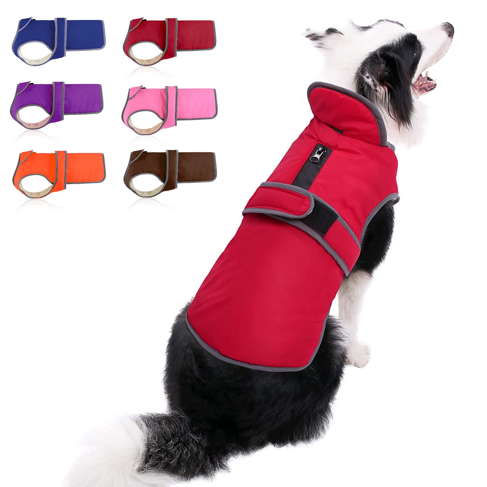 MIGOHI Reflective Waterproof Windproof Dog Coat - Reversible Winter Dog Jacket for Cold Weather - Warm Stormguard Vest for Small, Medium & Large Dogs (Red, XXXL) - Perfect for Outdoor Walks, Hiking & Winter Adventures