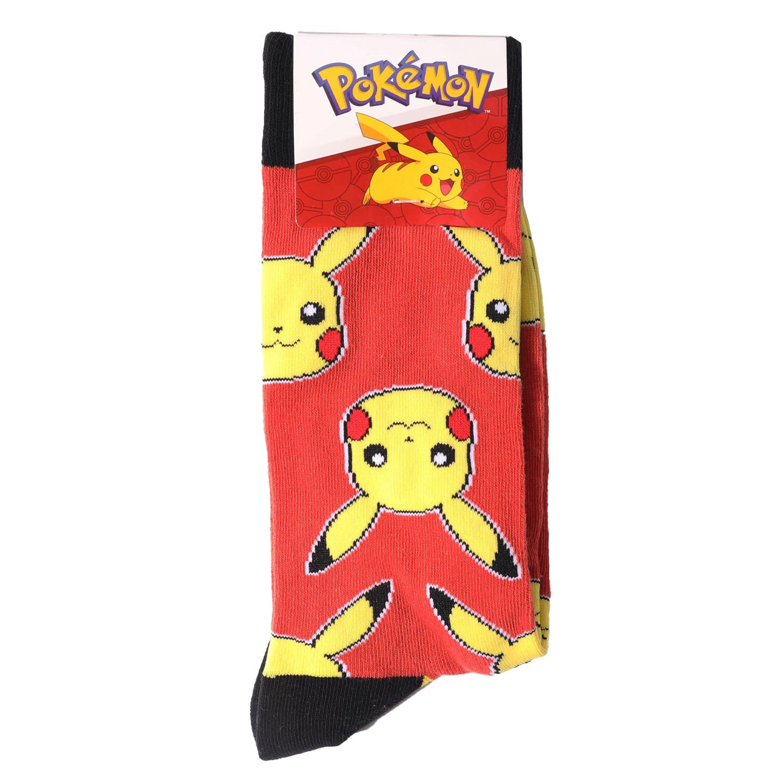 Men's Pokémon Cotton Crew Socks - Red - Comfortable Anime Cartoon Character Socks for Casual Wear & Cosplay